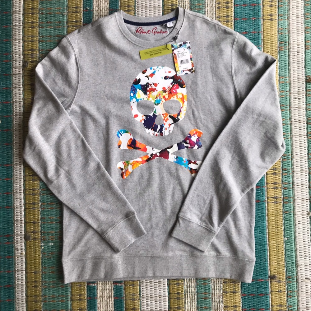 NWT Robert Graham Long Sleeve Skull T-Shirt Men Size Large